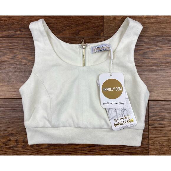 NWT Oh Polly Women's 0 Cream Faux Suede Back Zip Bralette Top - Picture 1 of 5